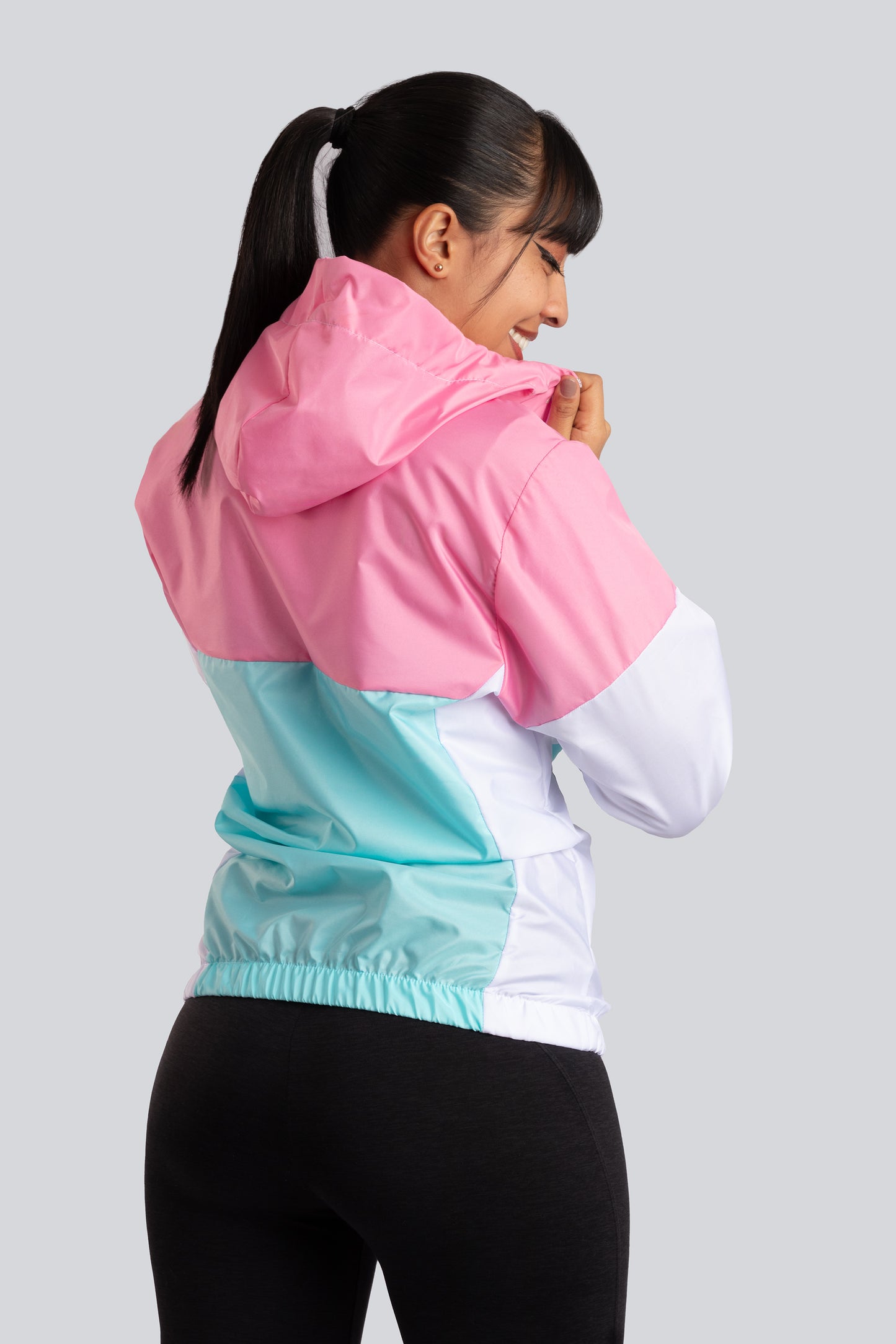 Chaqueta Rompevientos Mujer Rosa x Blanco