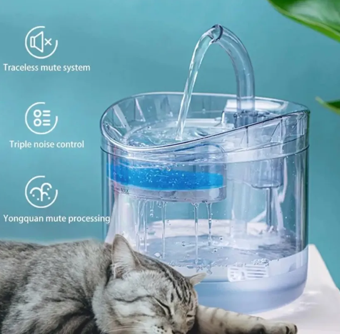 Fuente Transparente de Agua para Gato