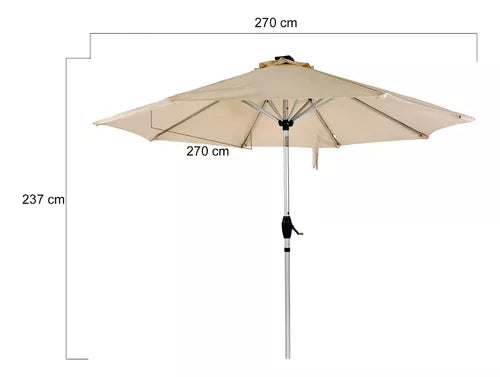 Sombrilla 2.7m  Led Beige - Panel Solar