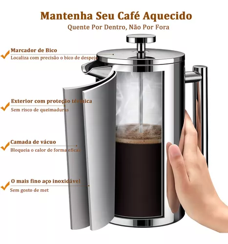 Prensa Francesa en Acero Inoxidable 1 Lt