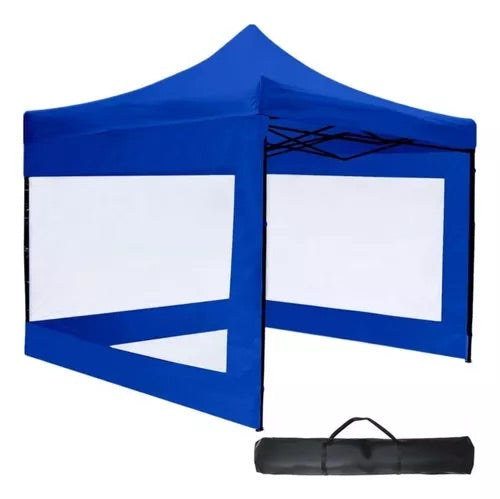 Carpa Toldo 3x3 Paredes Transparente Impermeable Azul